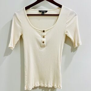 Ralph Lauren Cream Elbow Sleeve Henley